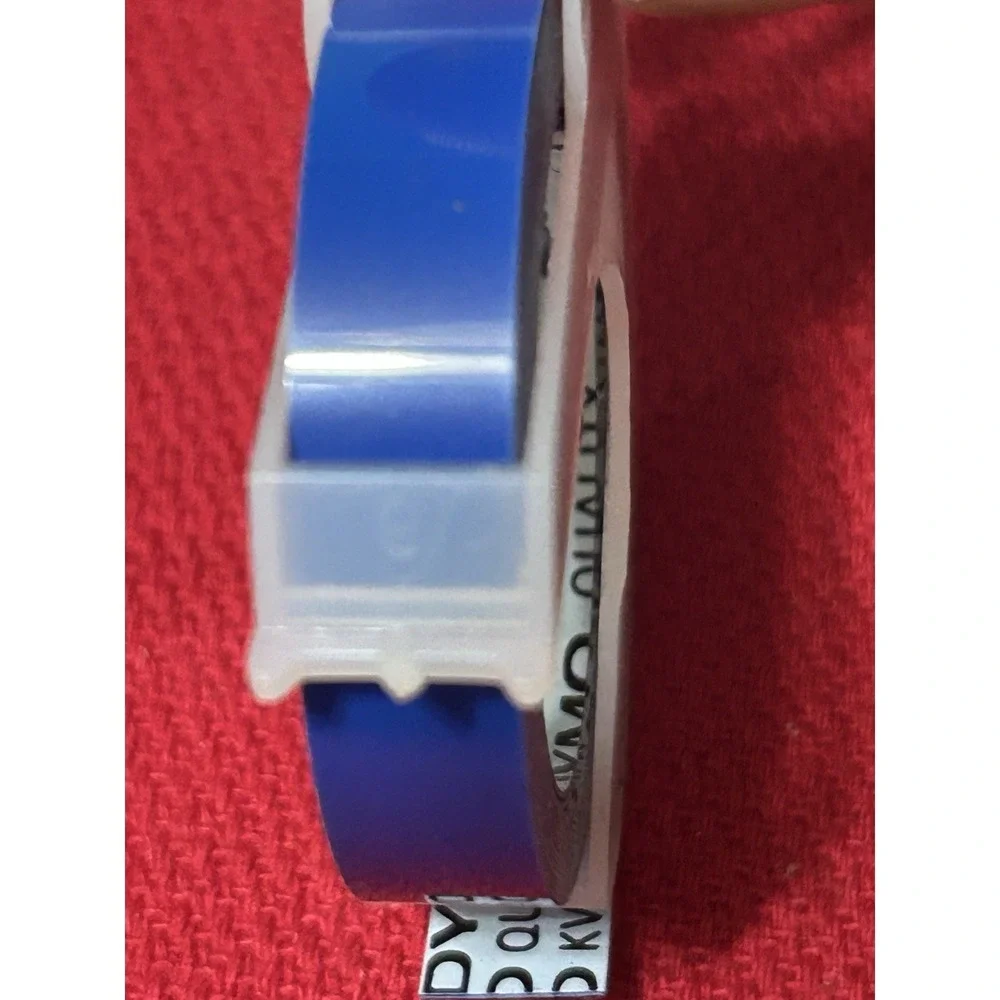 Vintage DYMO self-adhesive vinyl embossing label tape Set Of 5 Blue Green Orange